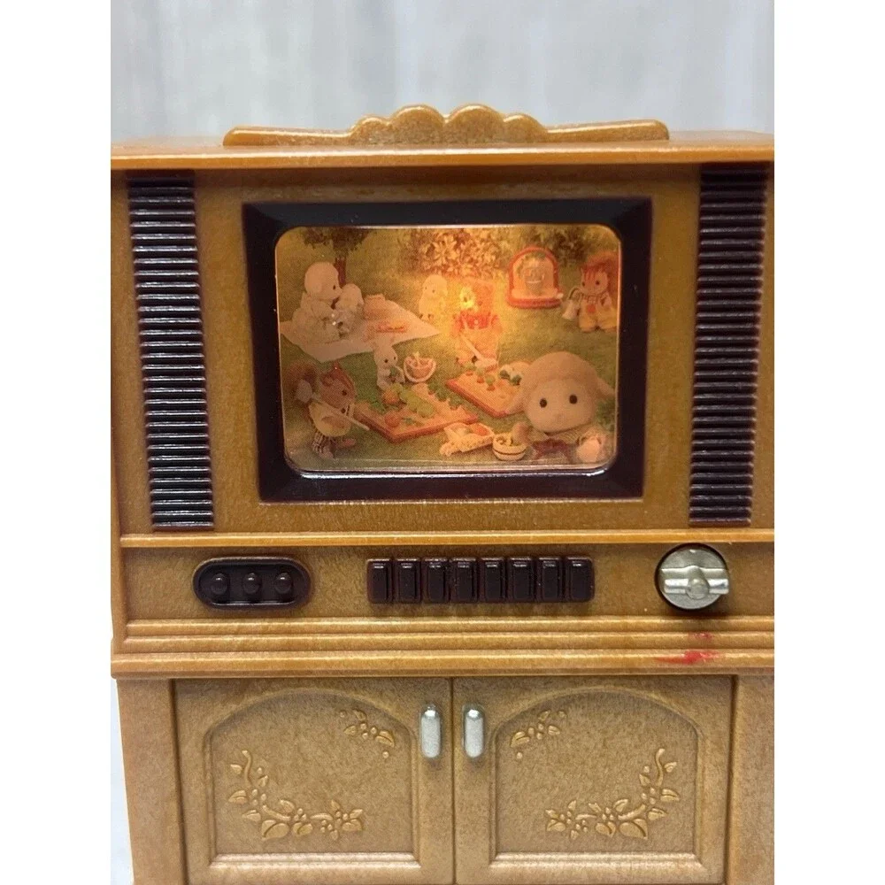 Vintage CalicoCritters Sylvanian Families Living Room Light Up Deluxe TV Cabinet